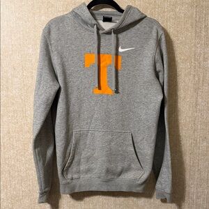 Nike Men's Gray Hoodie with Orange Logo